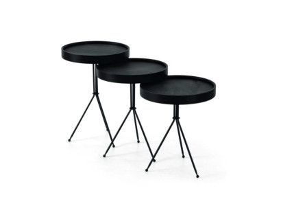 Modern Black Side table Set 3x Luxury Living room Coffee tables
